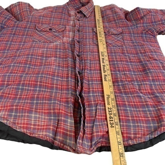 Vintage Sears Mens Store XL Faded Plaid Flannel Jacket Shacket Quilted Lining R1 - Picture 7 of 11